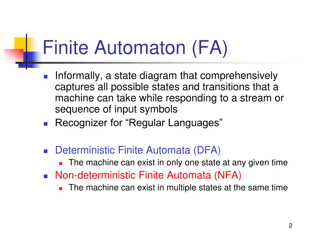 finite automaton fa