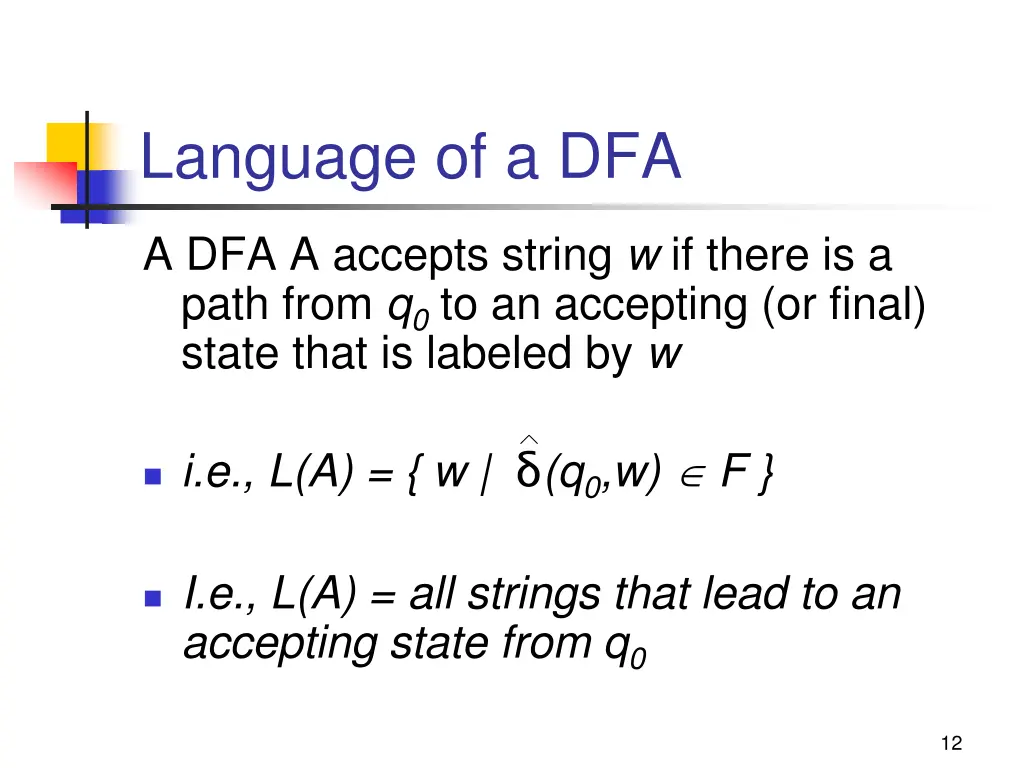 language of a dfa