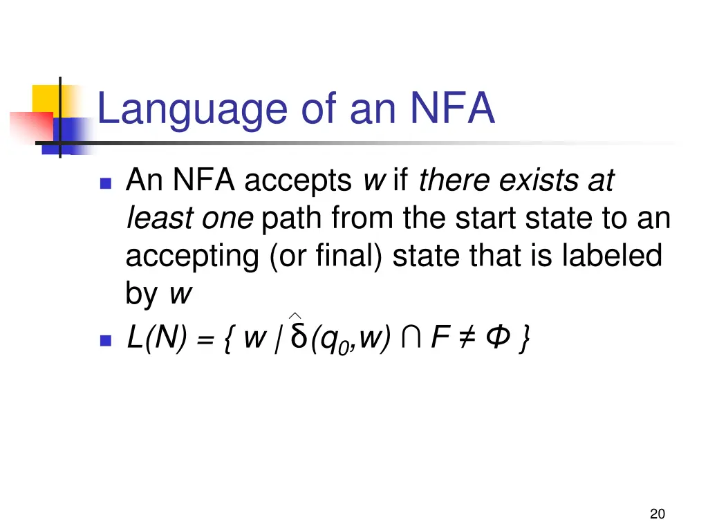 language of an nfa