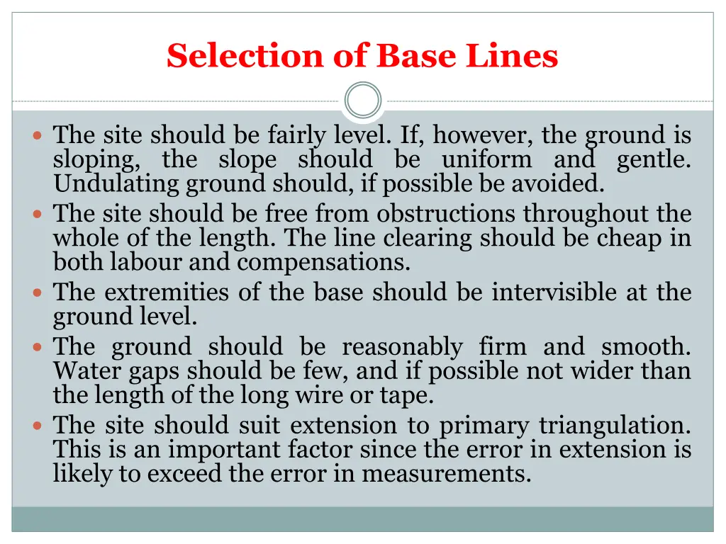 selection of base lines