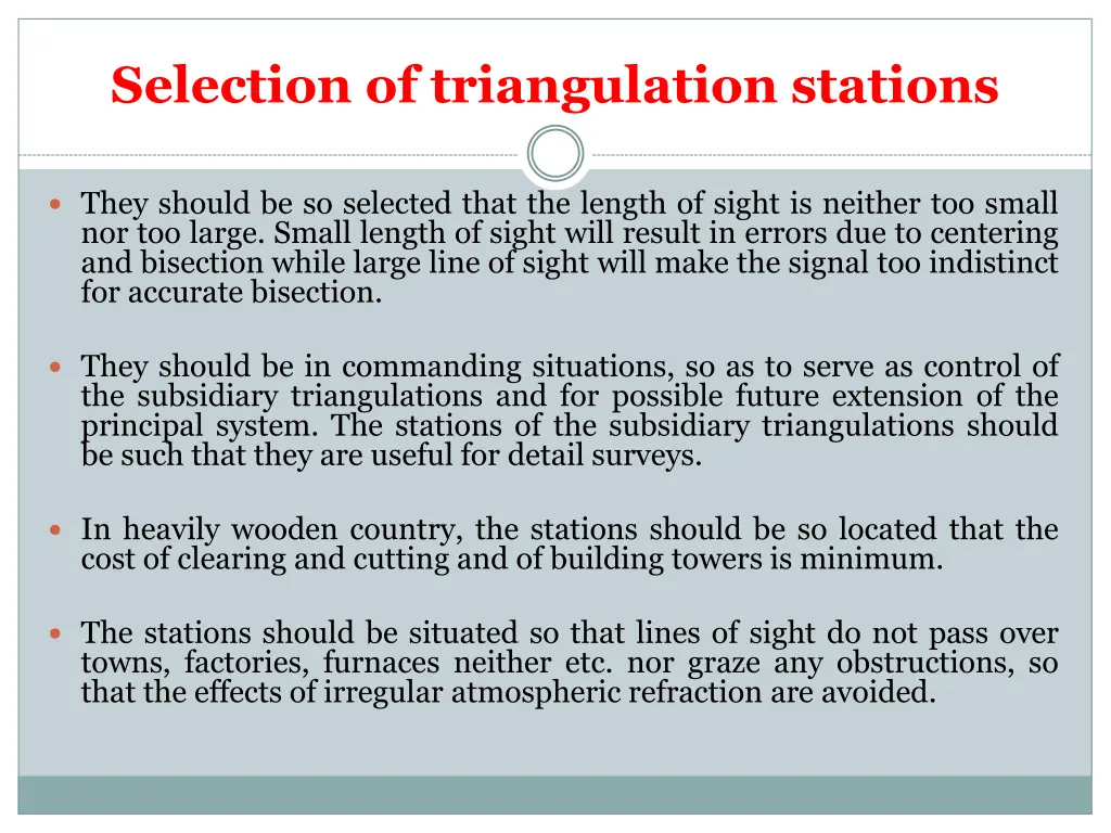 selection of triangulation stations 1