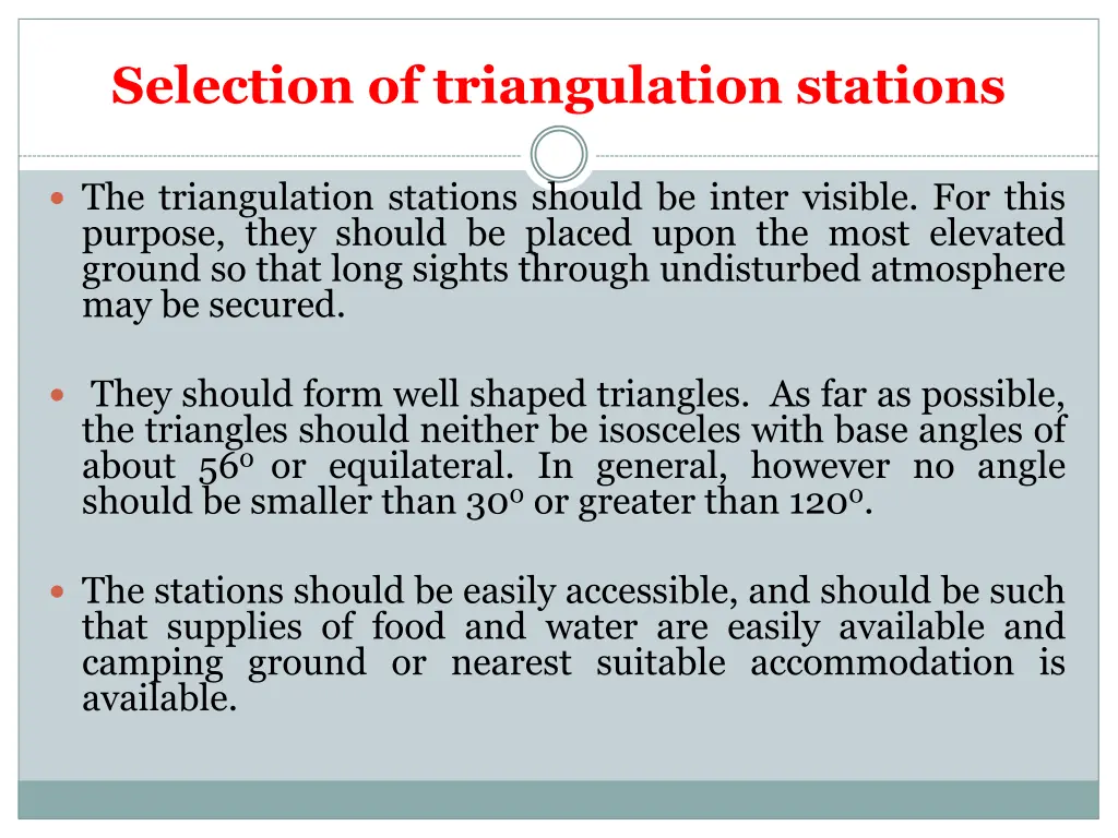 selection of triangulation stations