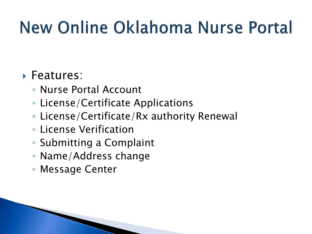 features nurse portal account license certificate