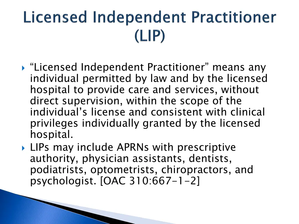 licensed independent practitioner means