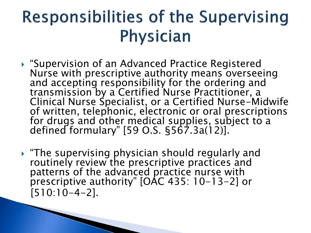 supervision of an advanced practice registered