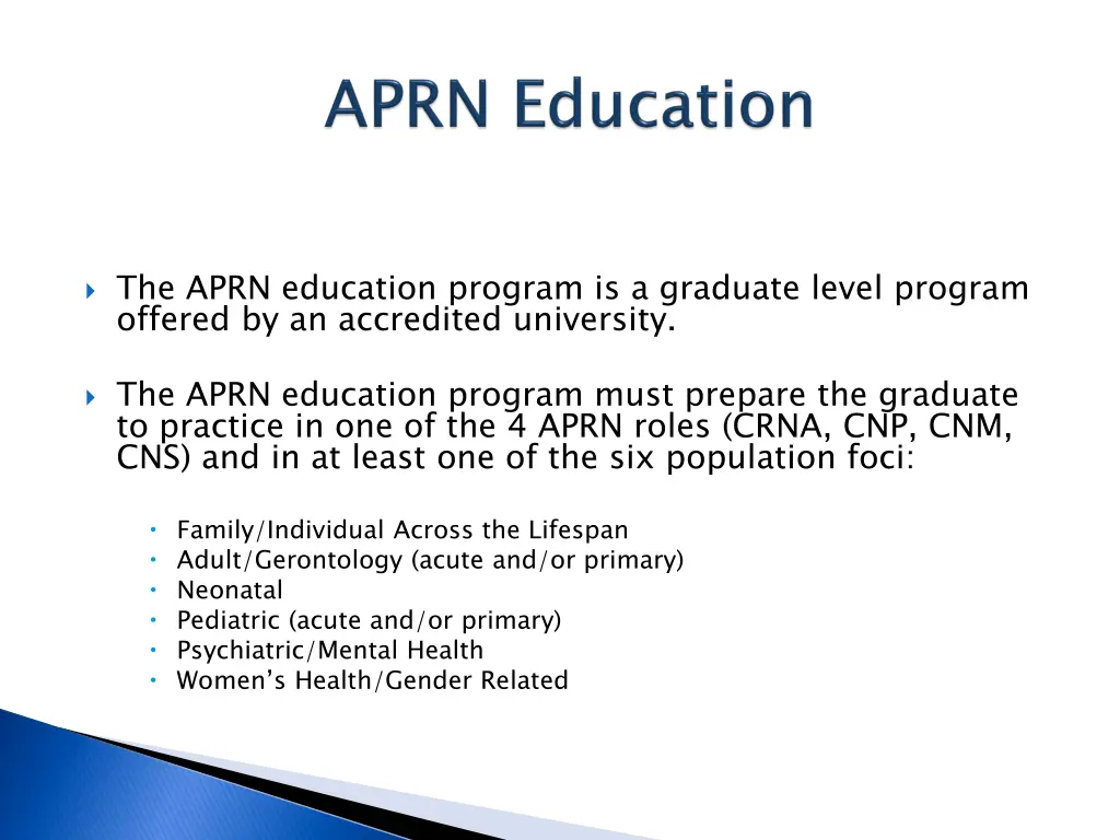 the aprn education program is a graduate level