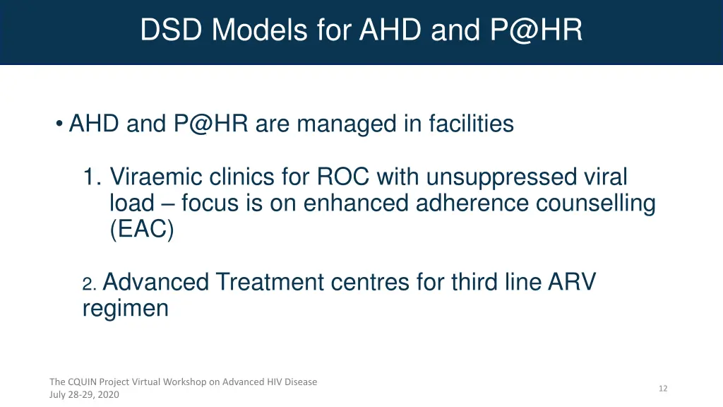 dsd models for ahd and p@hr