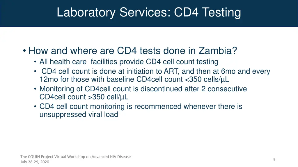 laboratory services cd4 testing