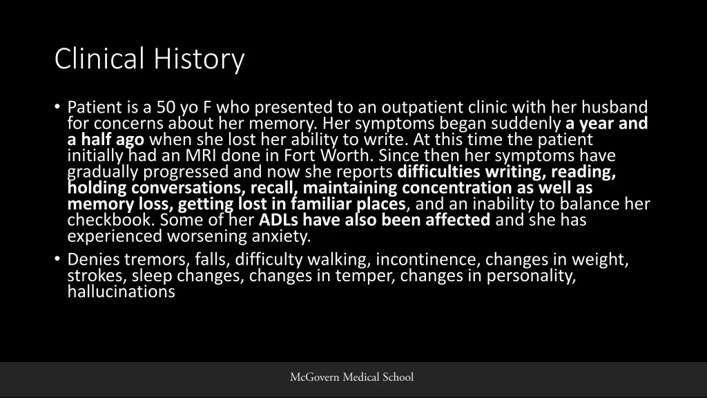 clinical history