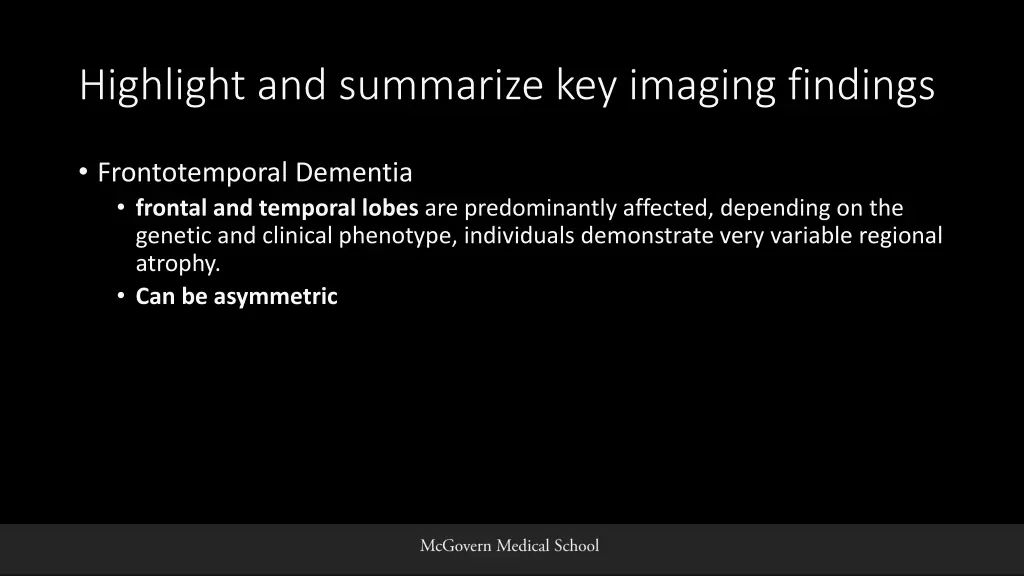 highlight and summarize key imaging findings 1