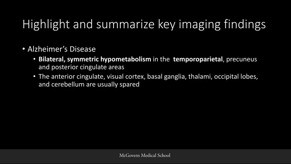 highlight and summarize key imaging findings