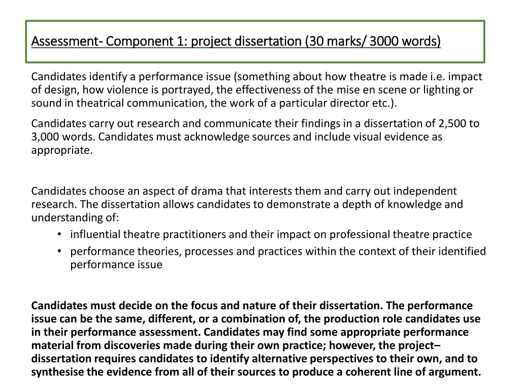 assessment assessment component 1 project