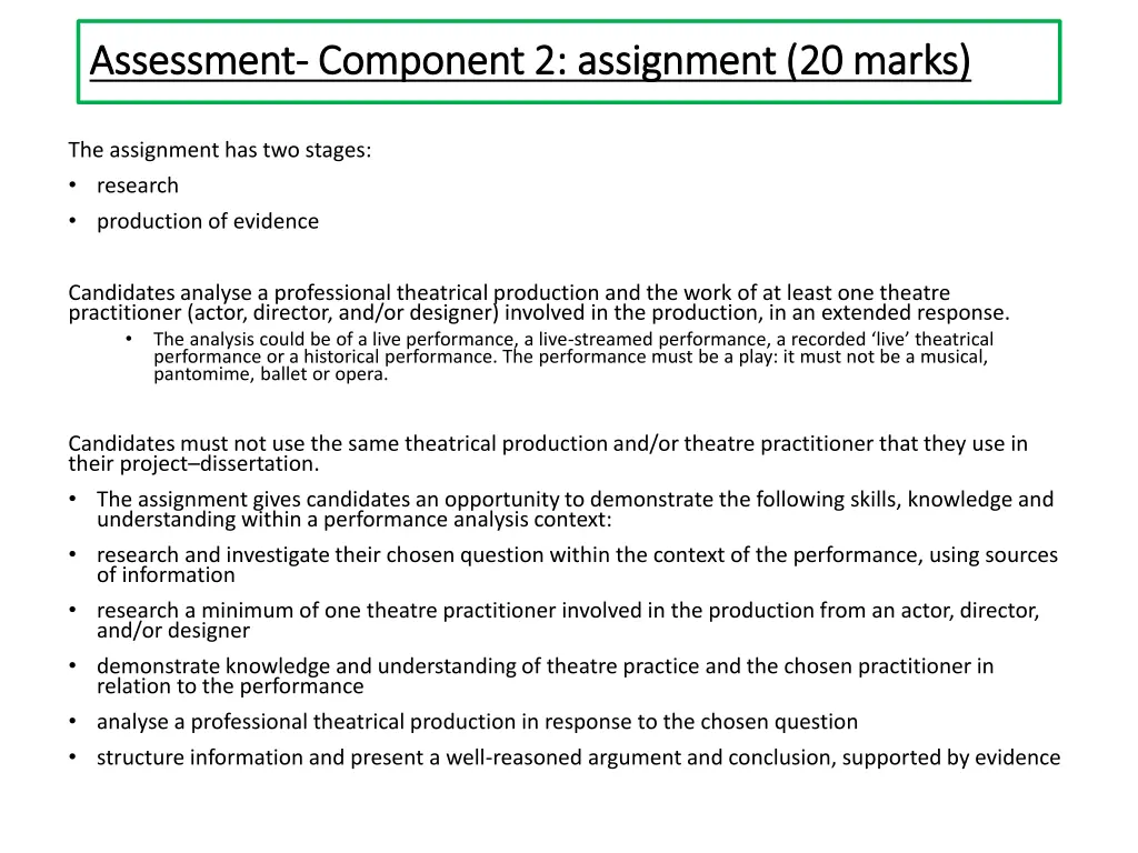 assessment assessment component 2 assignment