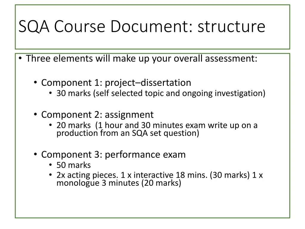 sqa course document structure 1