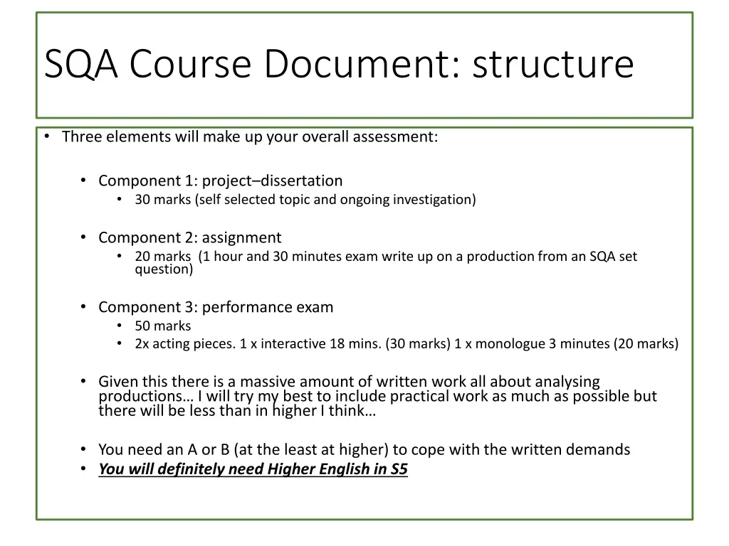 sqa course document structure