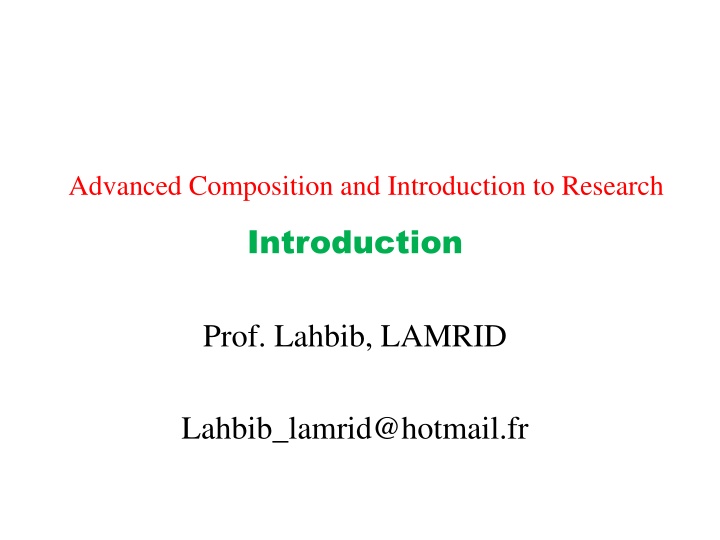 advanced composition and introduction to research