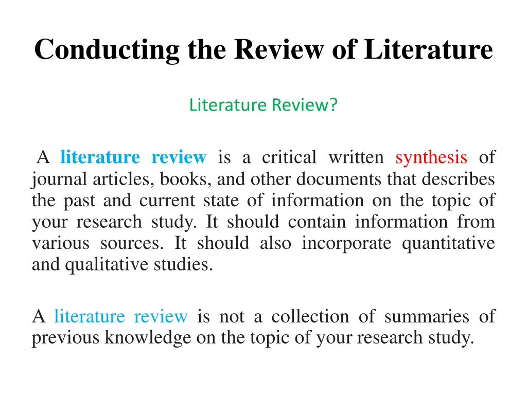 conducting the review of literature