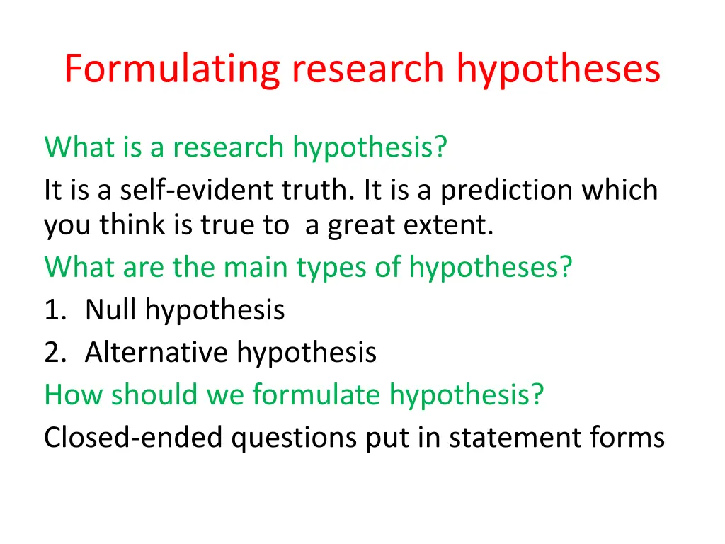 formulating research hypotheses