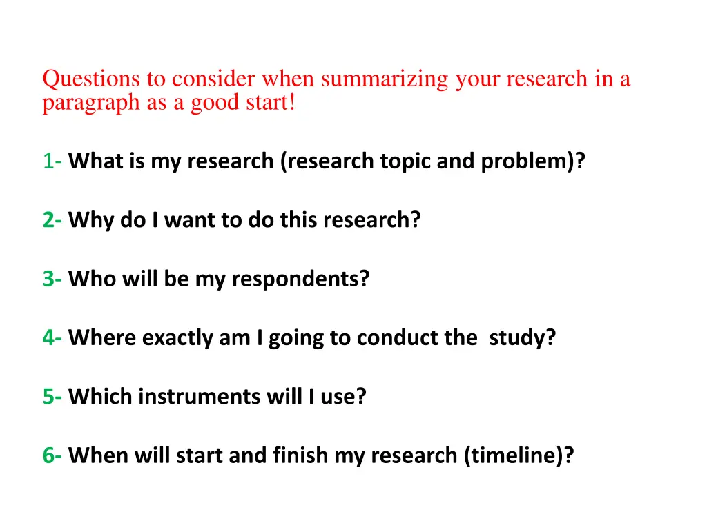 questions to consider when summarizing your