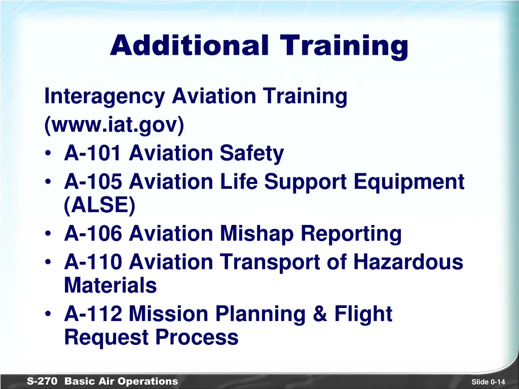 additional training