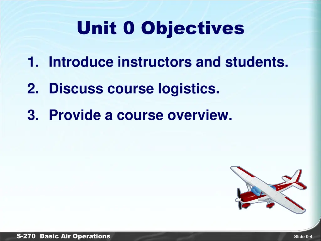 unit 0 objectives