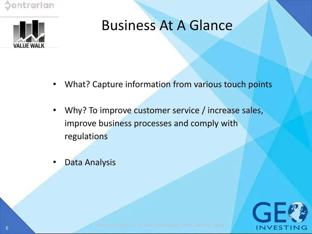 business at a glance