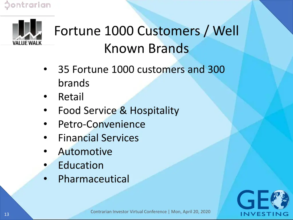 fortune 1000 customers well known brands