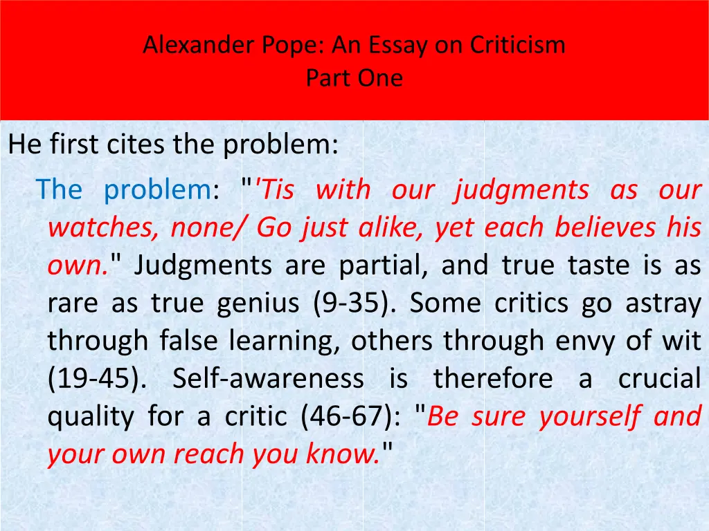 alexander pope an essay on criticism part one