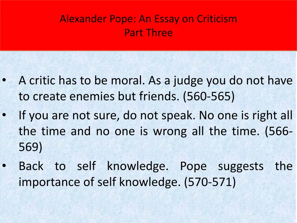 alexander pope an essay on criticism part three 1