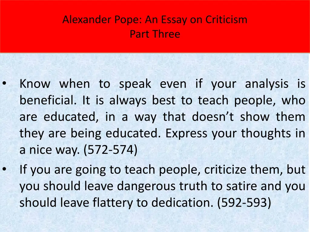 alexander pope an essay on criticism part three 2