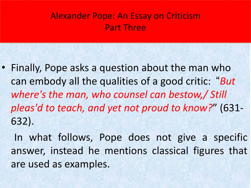 alexander pope an essay on criticism part three 4