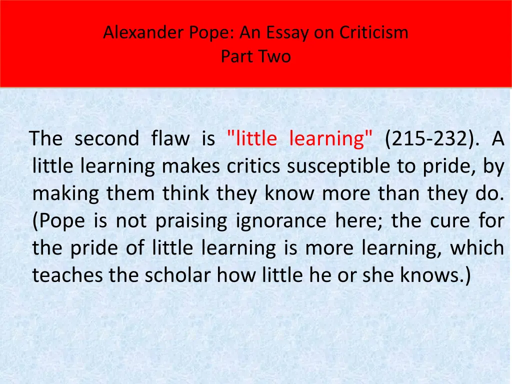 alexander pope an essay on criticism part two 1