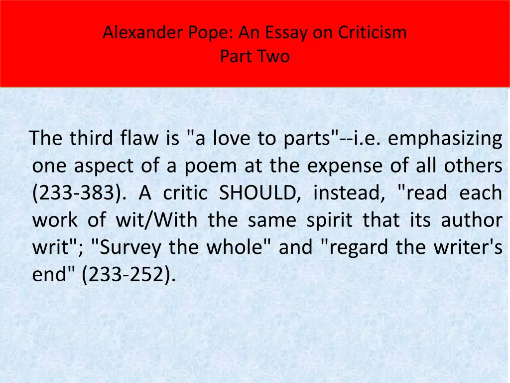 alexander pope an essay on criticism part two 2