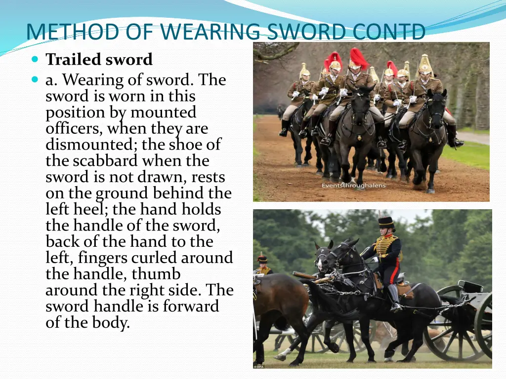 method of wearing sword contd trailed sword