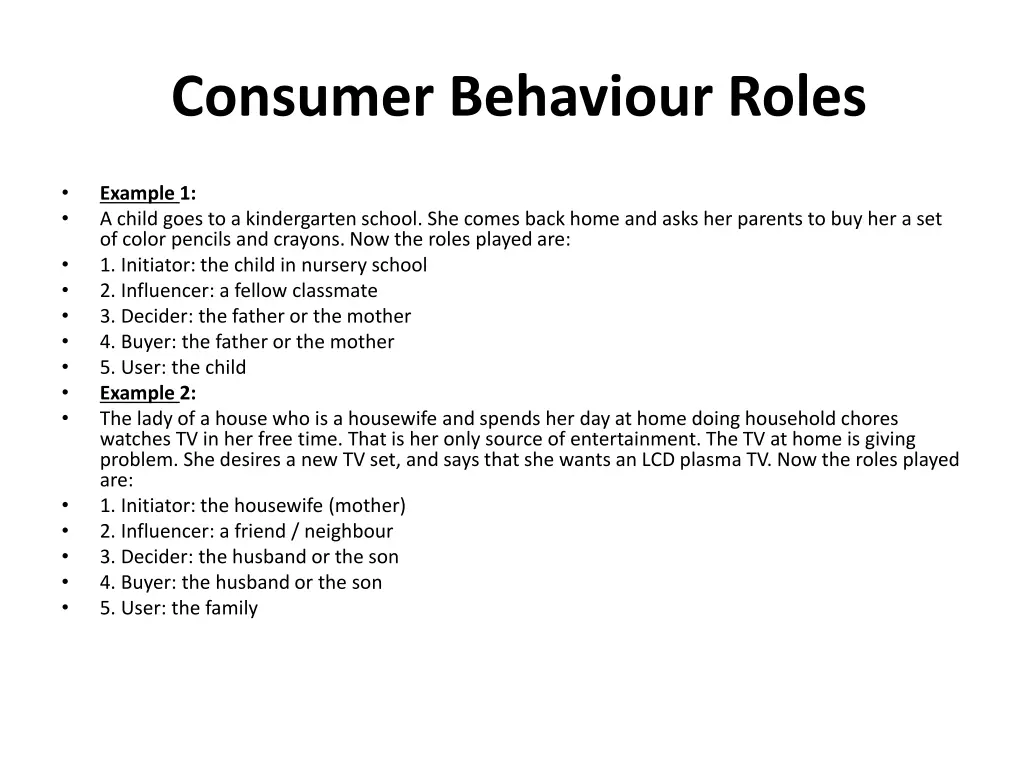 consumer behaviour roles 1