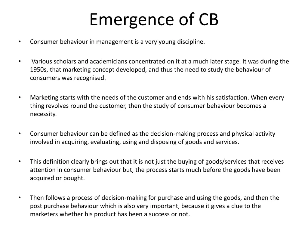 emergence of cb