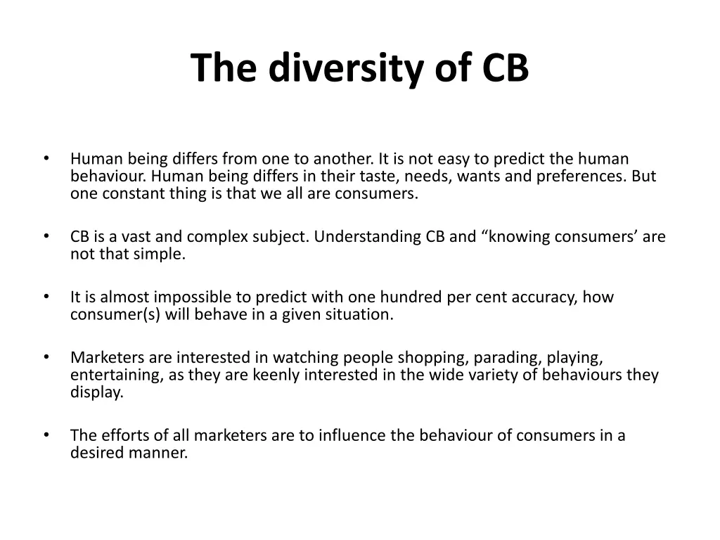 the diversity of cb