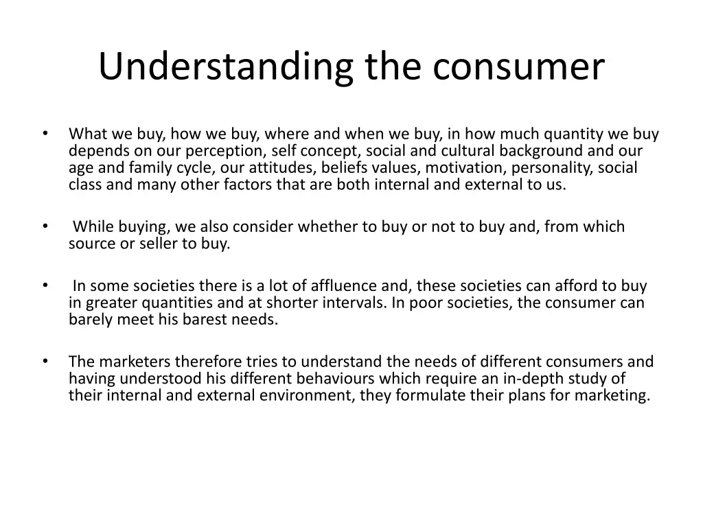 understanding the consumer