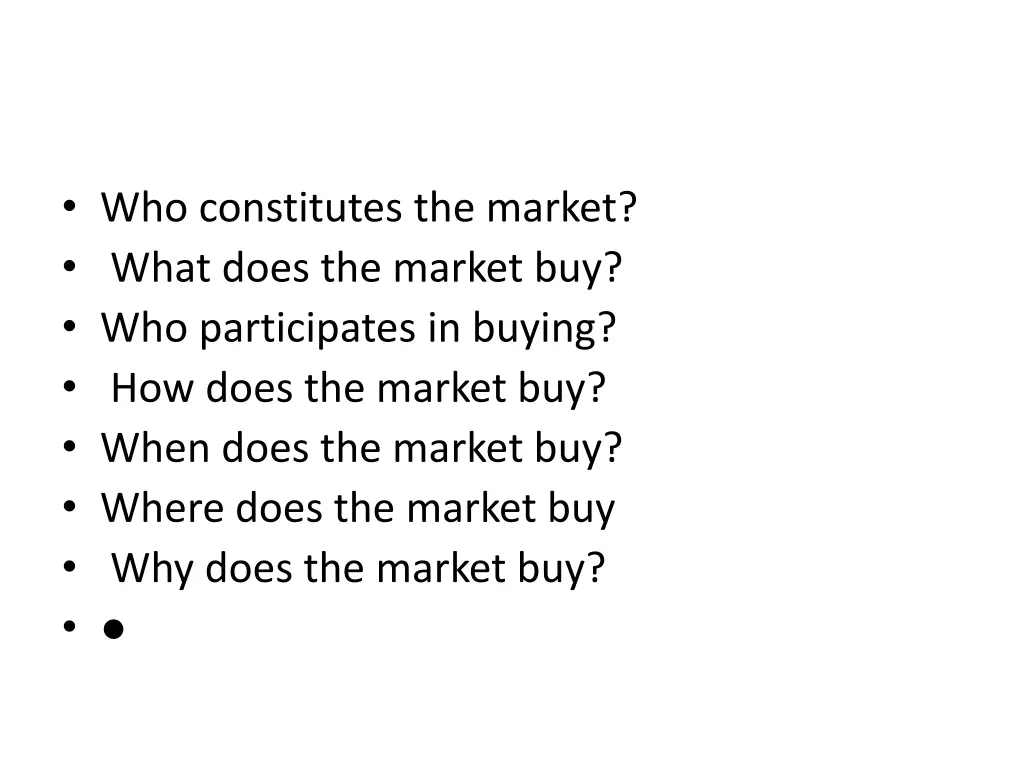 who constitutes the market what does the market