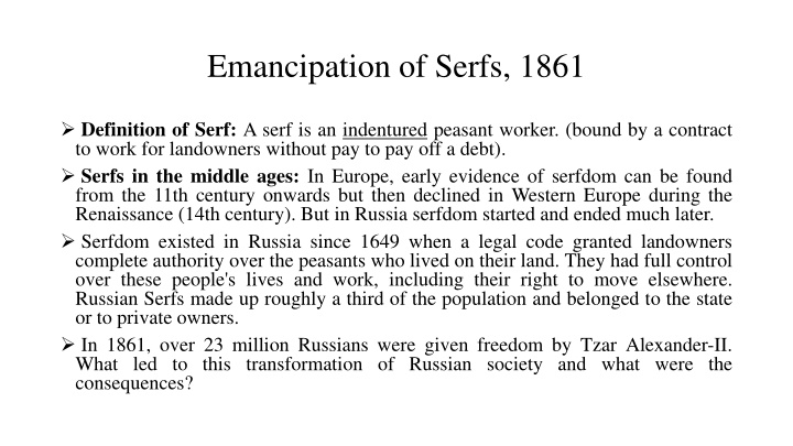 emancipation of serfs 1861