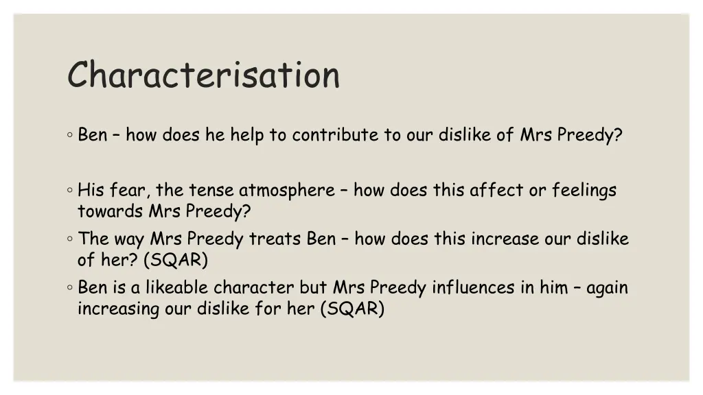 characterisation 2