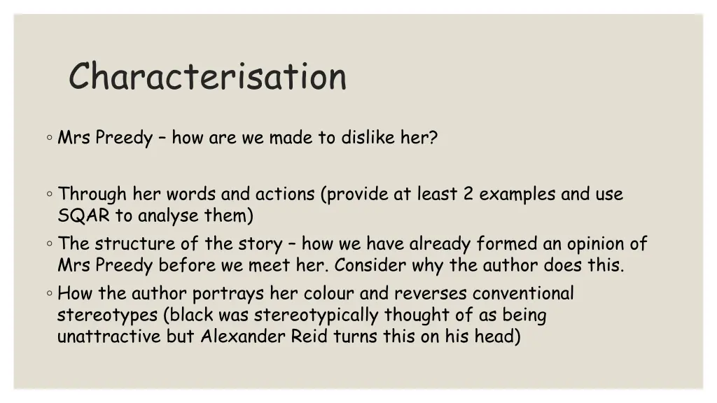 characterisation