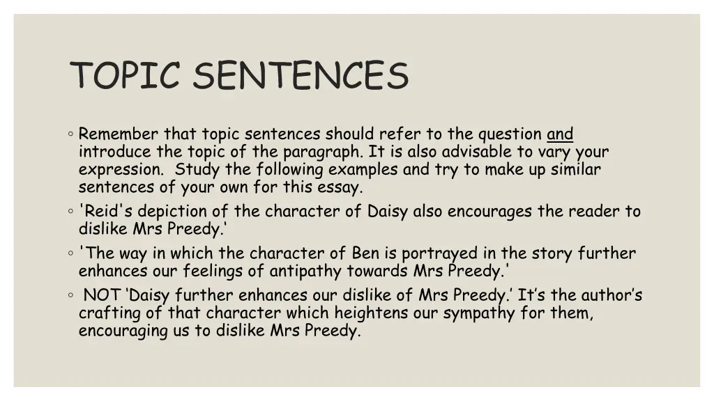 topic sentences