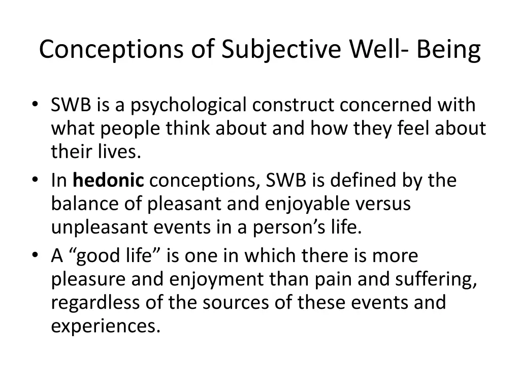 conceptions of subjective well being