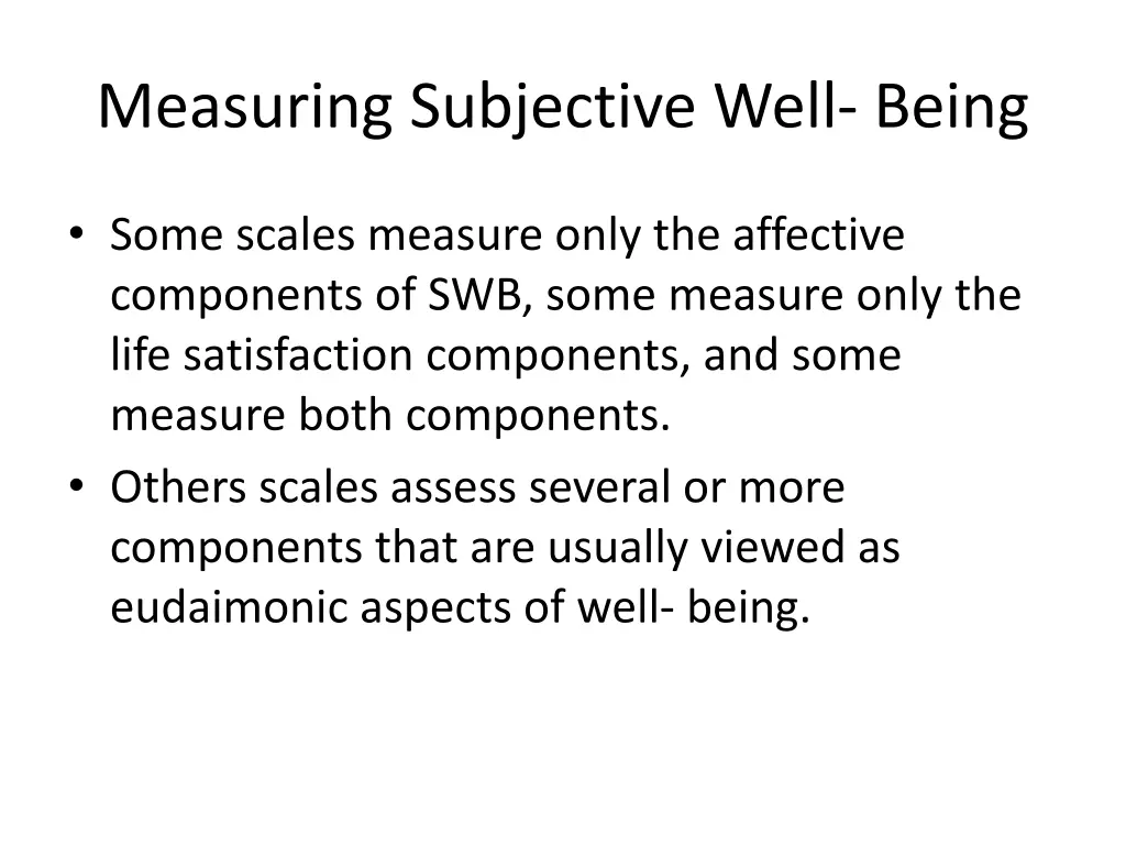 measuring subjective well being