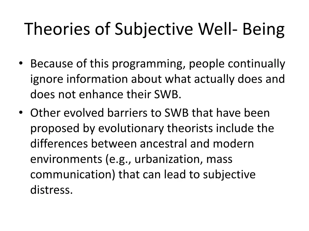 theories of subjective well being 11