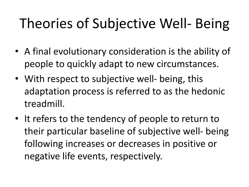 theories of subjective well being 12