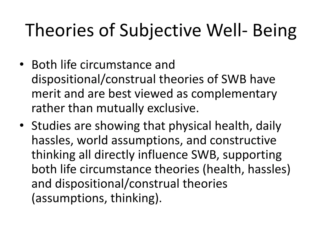 theories of subjective well being 14