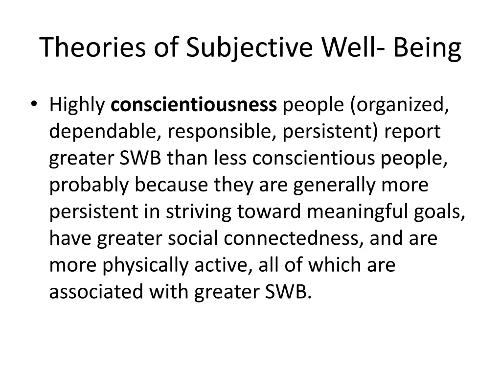 theories of subjective well being 7