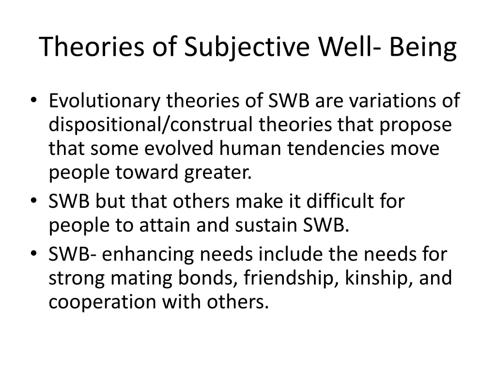 theories of subjective well being 9